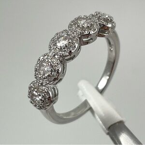 Elegant CZ Silver Half Eternity Band Ring